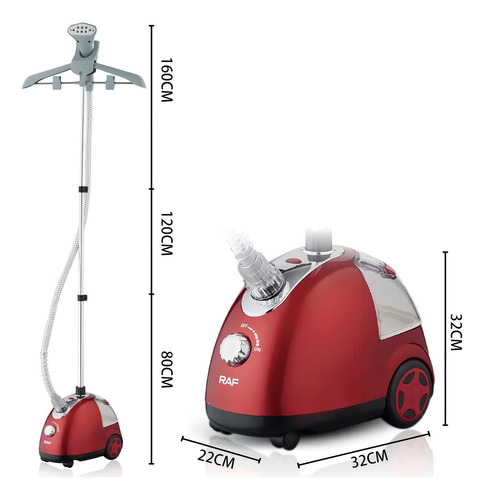Plancha De Ropa Vertical A Vapor Con Ruedas 1700w Raf R.3037 Color Rojo