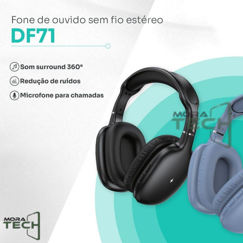 Fone De Ouvido Estéreo Sem Fio Bluetooth 5.3 Mymusic Df71 Cor Preto Luz Não Aplica