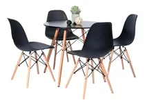 Comprar Juego De Mesa Modelo Eames Negra Con 4 Sillas