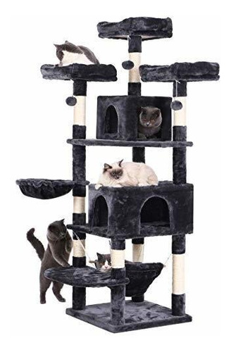 Bewishome Cat Tree 66.3 Inch Multi-level Large Cat Tower Wit