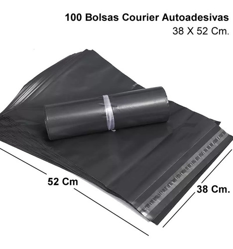 Sobre Bolsas Plásticas Courier Con Autoadhesivo 38x52. Negra