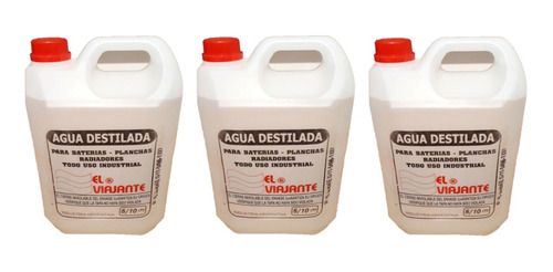 Agua Destilada X3 Bidones 5 Lts ! Autoaccesoriosfloresta !