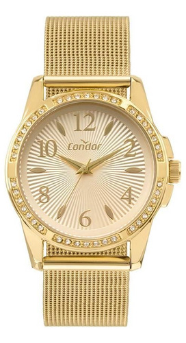 Relógio Condor Feminino Ref: Co2036mwg/4d Casual Dourado