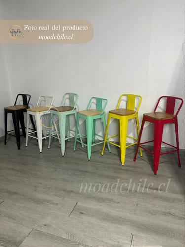Pack X4 Taburete Tolix De Madera Negro 66cm