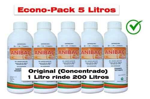 Imagen 1 de 3 de Anibac Citrico 5 Litro Sanitizante Concentrado 4a Generacion