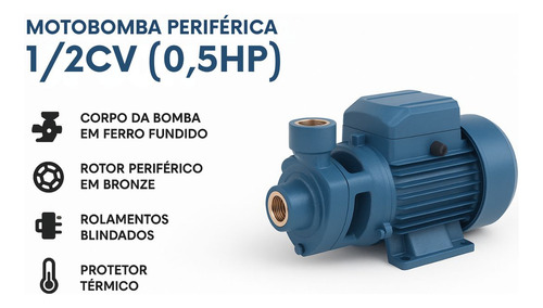 Bomba Pressurizadora De 1/2hp 110v Com Pressostato Vonder