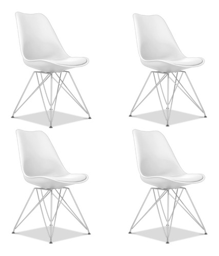 Silla Tulip Base Cromada Pack 4 Unid + Cuotas