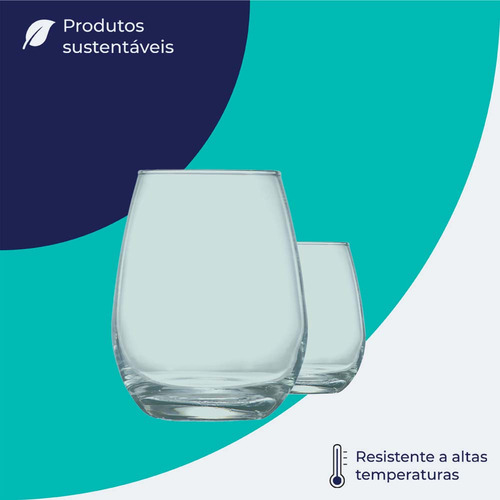 Kit Copo de Vidro Emerald Tiffany 6 Pçs 350ml, Ruvolo