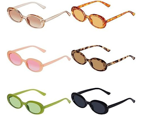 Obmwang, 6 Piezas, Gafas De Sol Ovaladas Retro Para Mujer,