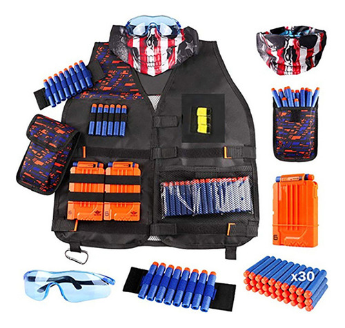 Kit De Chaleco Táctico For Niños For Pistolas Nerf Con Cli