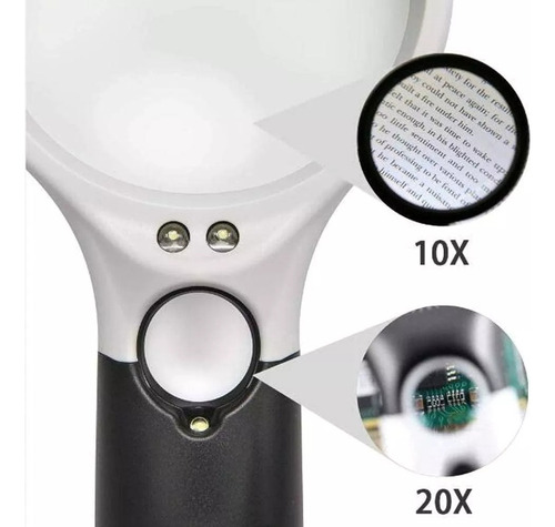 Lupa Lectura Iluminación Luz 3 Led Joyería Hogar Multiusos
