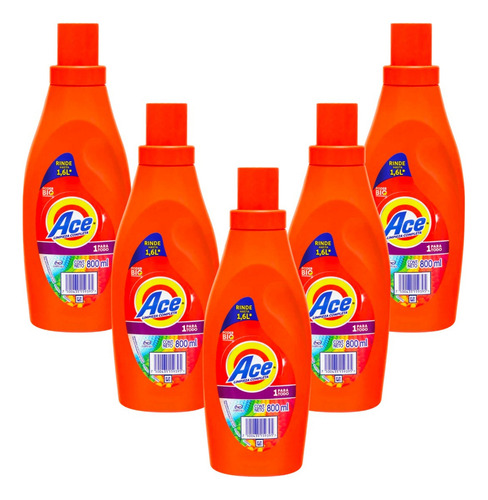 5 Pack Ace Detergente Liquido Ropa 800 Ml