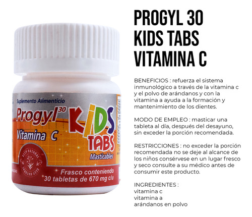 Vitamina C Progyl Kids 30 Tabletas Masticables Keep Natural