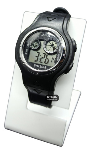 Kit 2 Relógio Digital Led Infantil Menino Menina Masculino Feminino Infanto Juvenil com Luz Alarme Cronômetro Calendário Correia de Silicone Presente dia Das Crianças Cor Cinza Preto