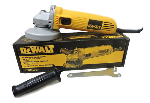 Miniamoladora angular DeWalt DWE4010 de 50 Hz color amarillo 700 W 220 V + accesorio