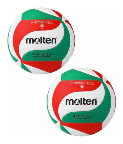 2 Balones Volleyball Molten #5 4500 Piel Sintética
