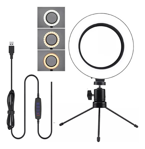 Ring Light Tripé Mesa Iluminador Luz De Led Live Selfie Make