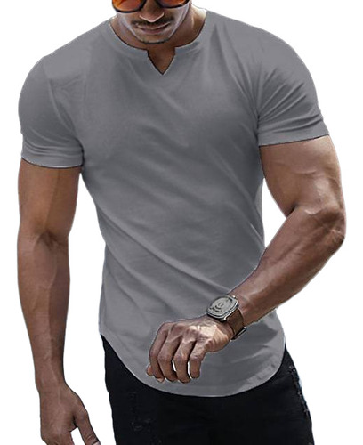 Nueva Camiseta Casual Elegante Con Cuello En V Para Hombre