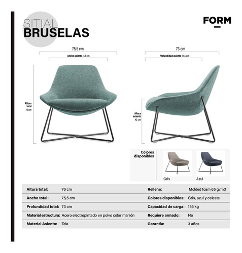 Sitial Bruselas Celeste Form