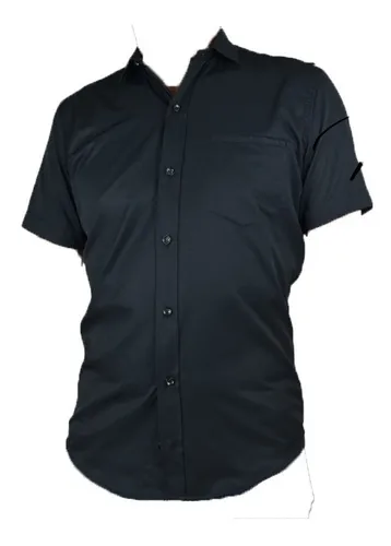 Camisa Manga Corta Para Hombre Botones Con Bolsillo