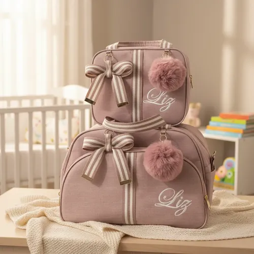 Bolsas  Maternidade Média  E Pequena Personalizada Com Nome