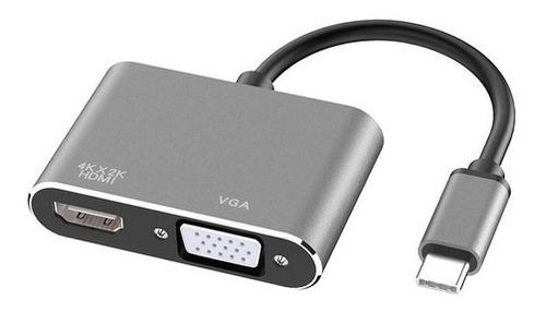 Adaptador Conversor 2x1 Usb C Type C Para Hdmi Vga Kp-ad119