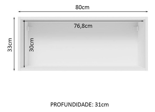 Alacena Gabinete Superior Cocina Madesa 1 Puerta Lux 80cm Color Blanco/Negro 07