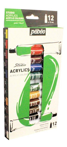 Pintura acrílica Pebeo Studio Acrylics 12 ml 12 colores