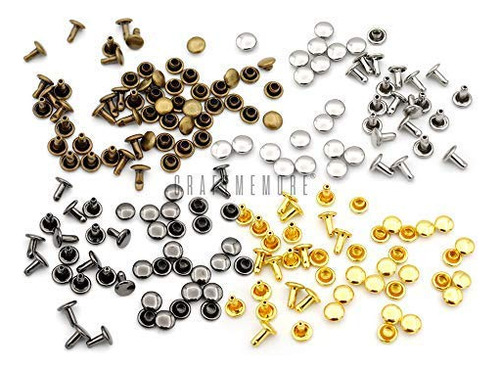 Remaches Para Cuero Doble Tapa 6mm 100sets Gun Metal