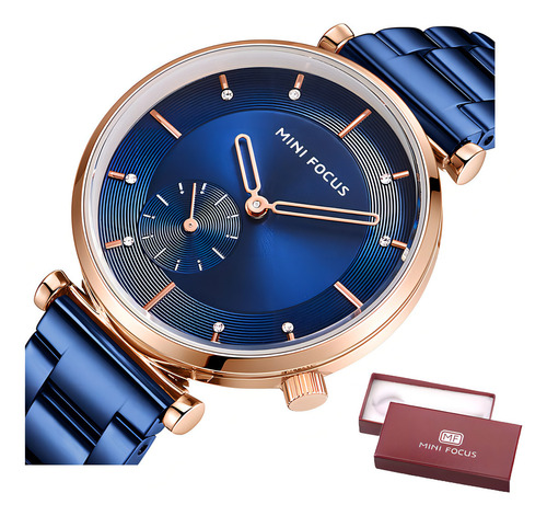 Reloj De Pulsera De Cuarzo De Moda Mini Focus Para Mujer Color De La Correa Azul