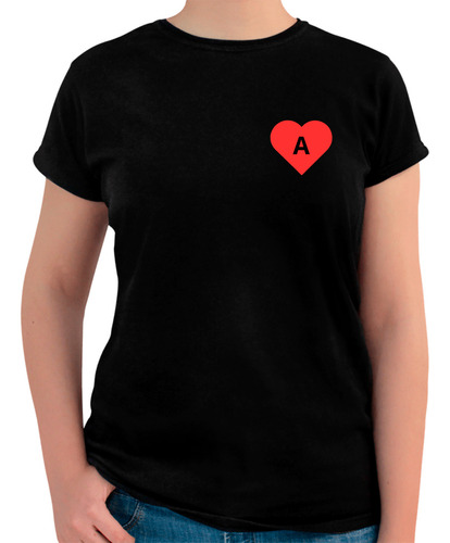 Playera Diseño Corazón Con Inicial - Letra A - Parejas -amor