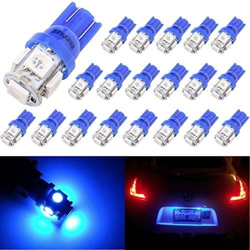 Par Lâmpadas Pingo T10 5 Led Smd 5050 Azul Frete Gratis