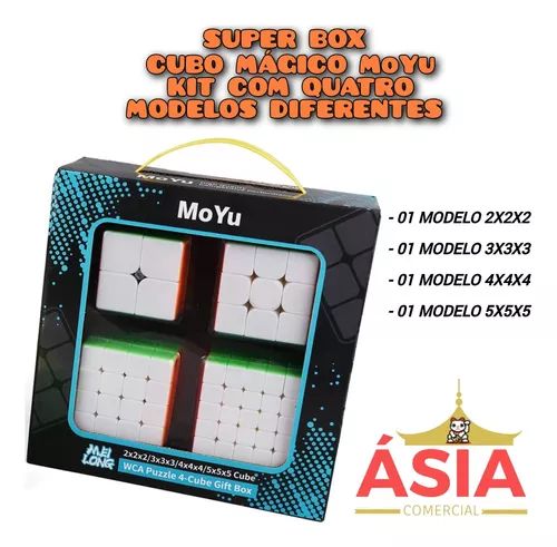 Kit Cubo Mágico Profissional Moyu 2x2x2 3x3x3 4x4x4 5x5x5 Black Carbon