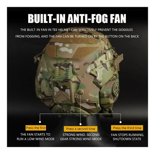 Máscara Capacete W-ronin Assault Com Cooler Rádio Airsoft