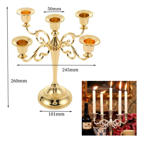 Candelabro Soporte De Vela De Metal 5 Brazos