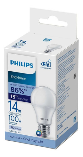 Foco Philips Ecohome Ahorra 86% 14w 1310 Lumen Luz Fría Luz Blanco frío