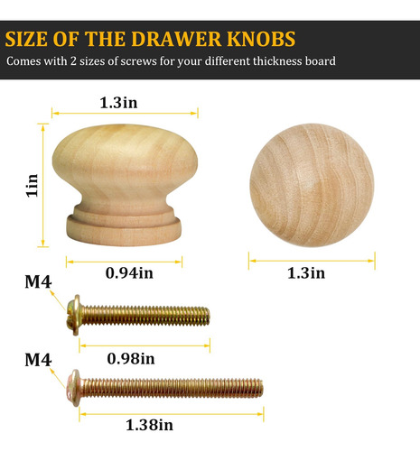 M Mimhooy 10pcs Perillas De Madera Para Cajones De Tocador,