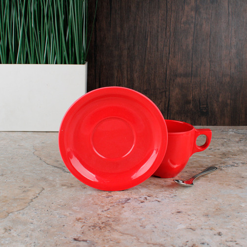 12 Platos Base Para Taza De Melamina 14 Cm Vencort Color Rojo Plato para taza