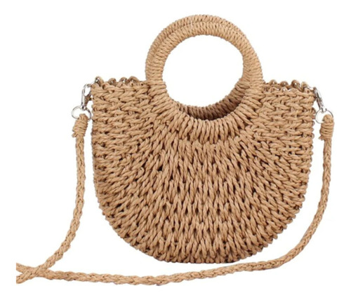 Bolso De Paja Mujer Tote Bag Playa Multifuncional