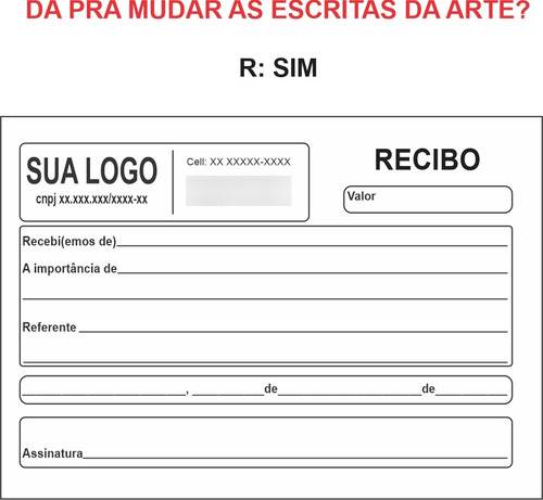 10 Blocos Recibo Comercial Personalizado 14x10 - 500 Fls