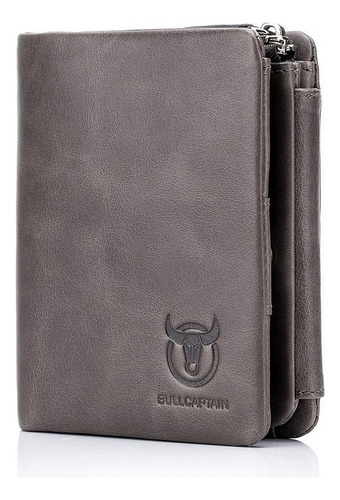 Bullcaptain Cartera Piel Genuina Billetera Hombre Trifold