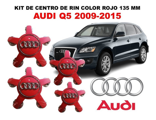 Kit De 4 Centros De Rin Audi Q5 2009-2015 135 Mm Rojo