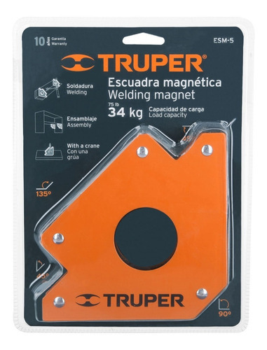 Escuadra Magnética Para Soldar 5 Pulgada 34 Kgs Truper 15408