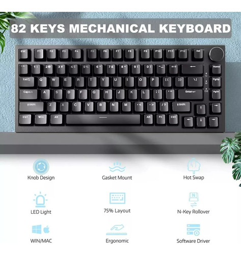 Teclado mecánico con cable Ajazz Ak820, teclado completo de intercambio en caliente, color negro, idioma inglés internacional