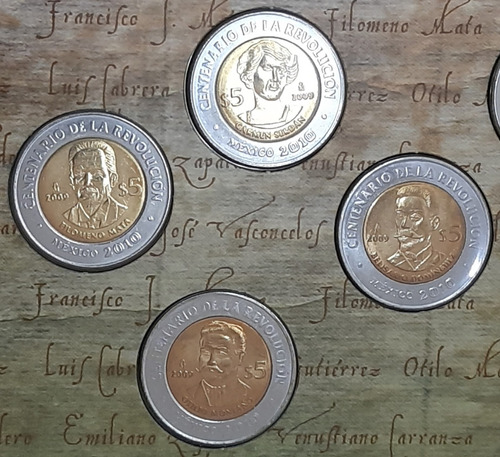 Monedas Del Centenario De La Revolución, 7 Pza, 2009.