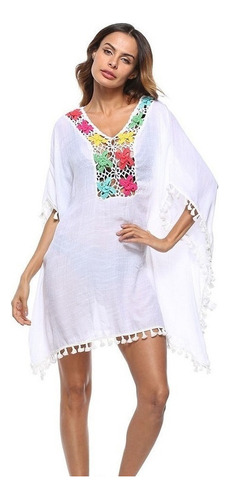 Vestido De Playa Bordado Femenino Swim Out Elegant