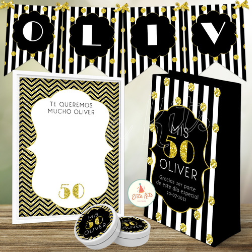 Kit Imprimible 50 Años Hombre Cumple + Banner, Personalizado