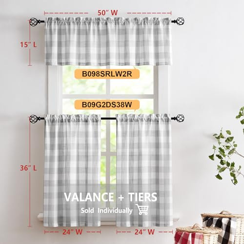 Tratamiento De Cortinas De Cenefa A Cuadros Gris Y Blanco E