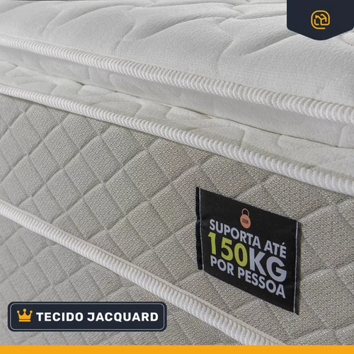 Cama Box Casal E Colchão Modelo Strong De Espuma Densidade D45 Nível De Conforto Médio Suporta Até 150 Kgs Possui Pillow Top Marca Lucas Home