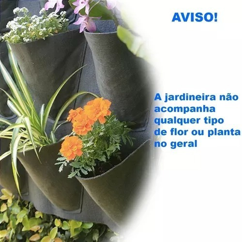 Jardineira Parede Vertical Feltro 4 Nichos Flor Planta Vaso Cor da planta Chumbo